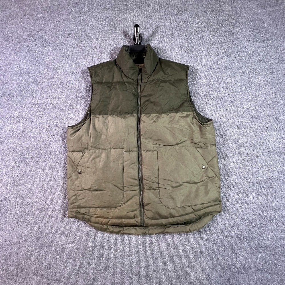 St John's Bay Puffer Vest Mens L Green Colorblock Full Zip Sleeveless Gorpcore